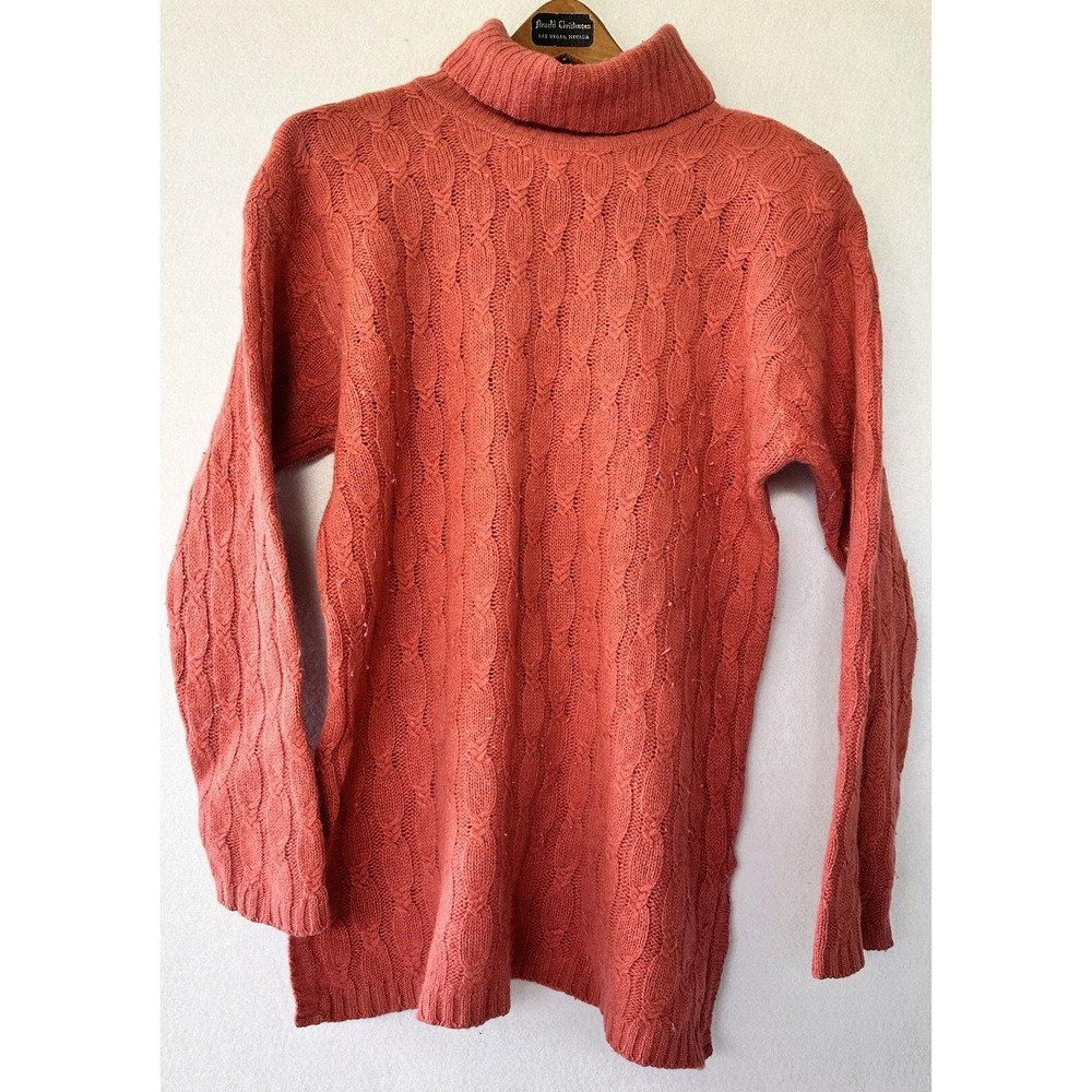 Jeanne Pierre Sweater Turtleneck Angora Lambswool Womens M Peach Excellent